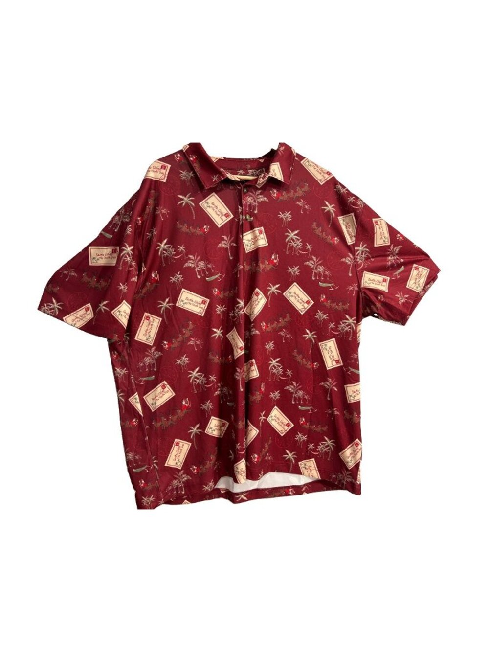 Windham Pointe Santa Claus North Pole Christmas Hawaiian Polo Shirt Mens 2XL